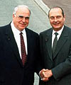 It's good to meet you! Former Chancellor Kohl meets Jacques Chirac President of France
