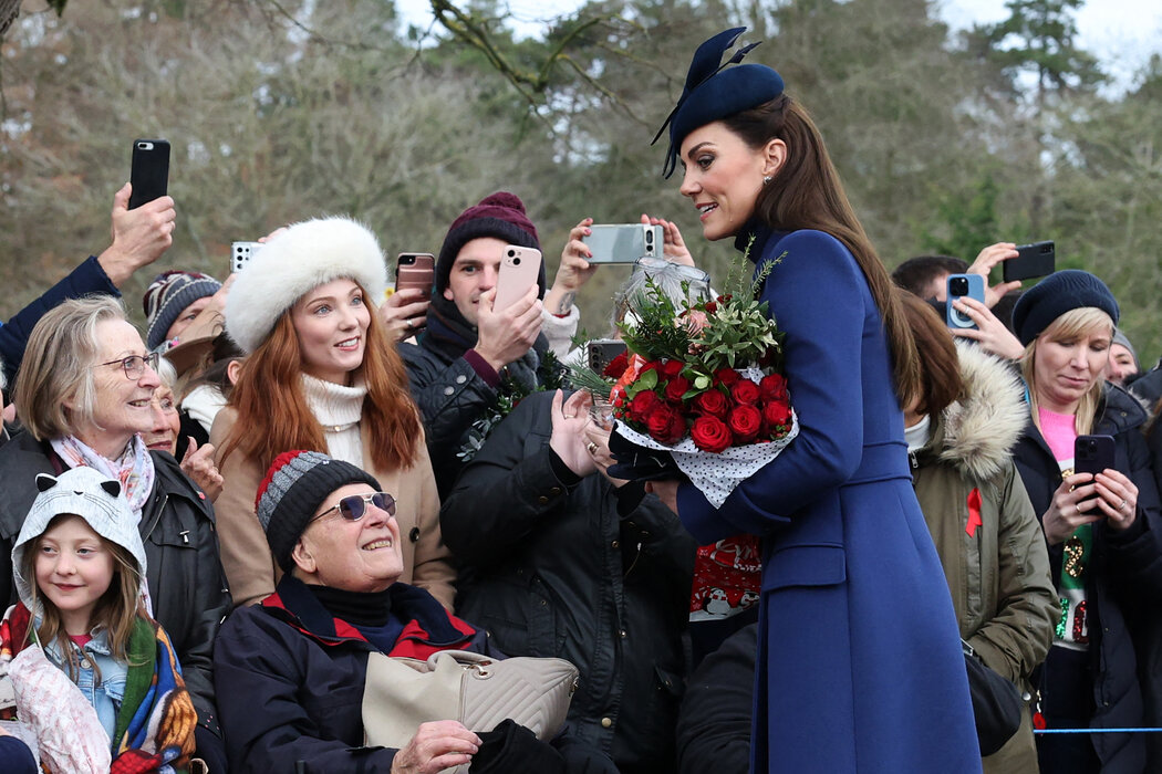 去年12月，威尔士王妃凯瑟琳在英格兰东部桑德灵厄姆庄园参加王室圣诞节仪式。