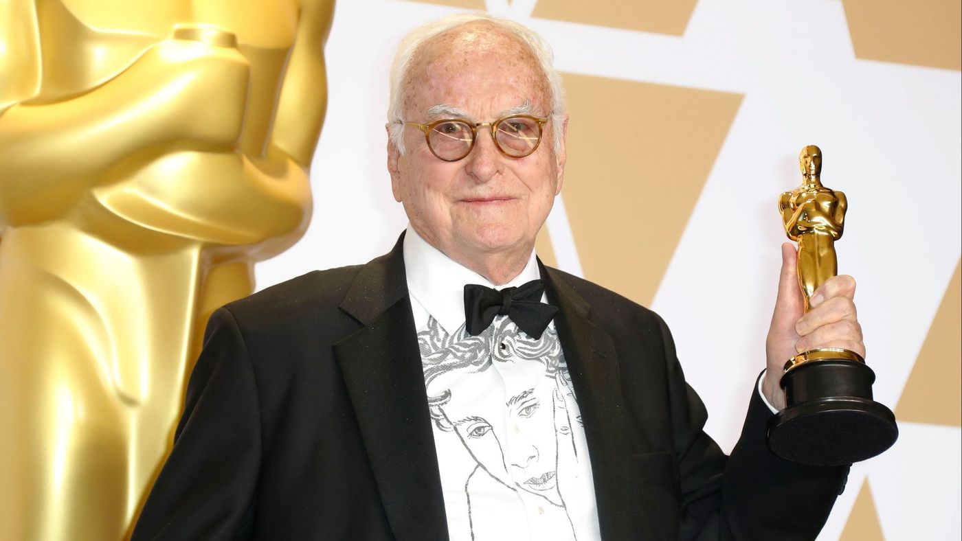 James Ivory displays his Oscar for adapted screenplay -- 