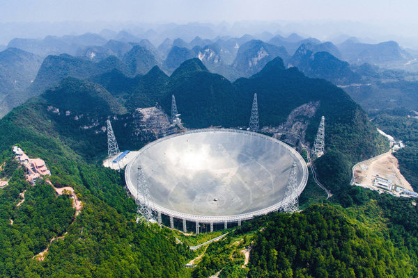 在贵州建造的FAST射电望远镜灵敏度约为世界第二大同类望远镜的两倍。