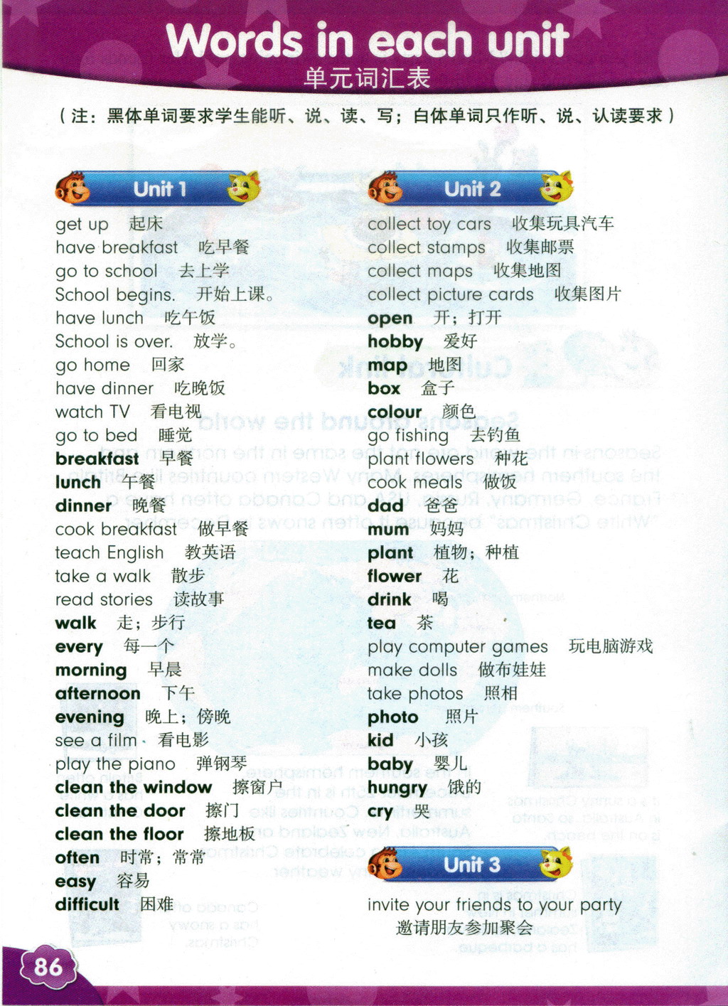 EEC小学英语|六年级上册单词表