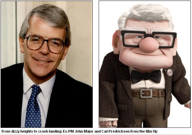 From dizzy heights to crash landing: Ex-PM John Major and Carl Fredricksen from the film Up