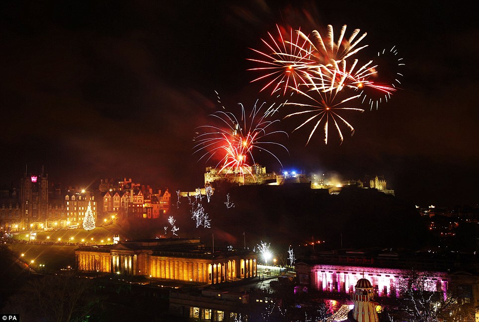 Beautiful: Fireworks went off earlier this evening over Edinburgh Castle as part of the new year 2013 Edinburgh Hogmanay celebrations 