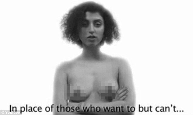 Defiant: One of the exiled Iranian ladies poses naked for a video calling for more sexual freedoms for women in her native country