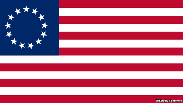 Early American flag with 13 stars representing the 13 states