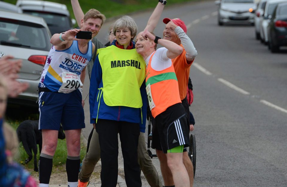 Runners stopping for selfies with the PM last year