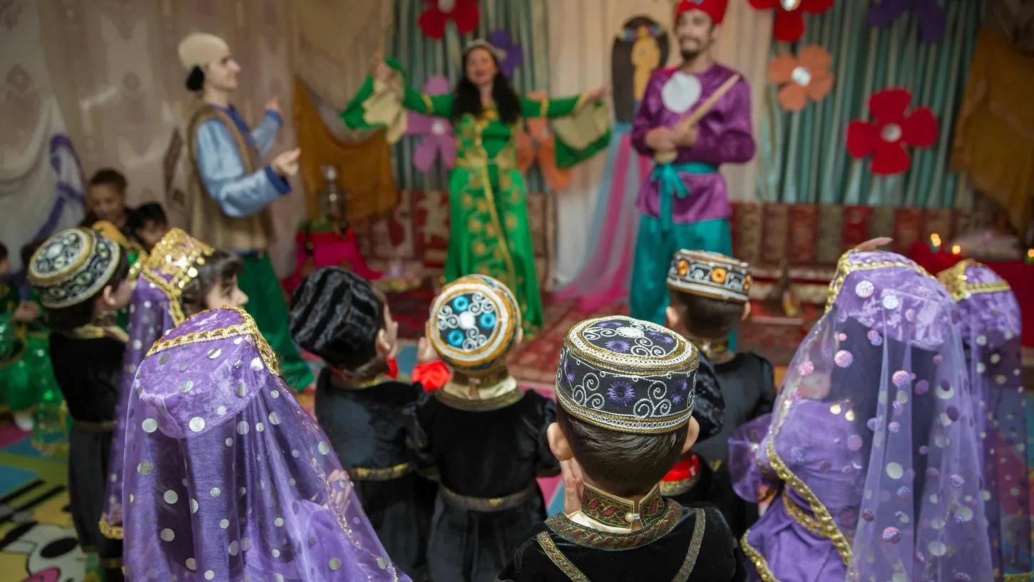 Although ‘Novruz’ was stifled in Azerbaijan under the Soviet regime, families continued to celebrate in secret, and today, it’s the most joyful date on the Azeri calendar. Here, children celebrate the holiday dressed in traditional costume. 