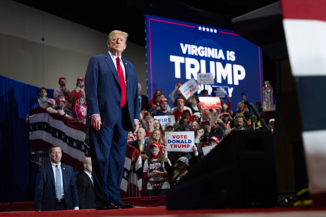 周六，前总统特朗普在弗吉尼亚州里士满一场竞选集会上。