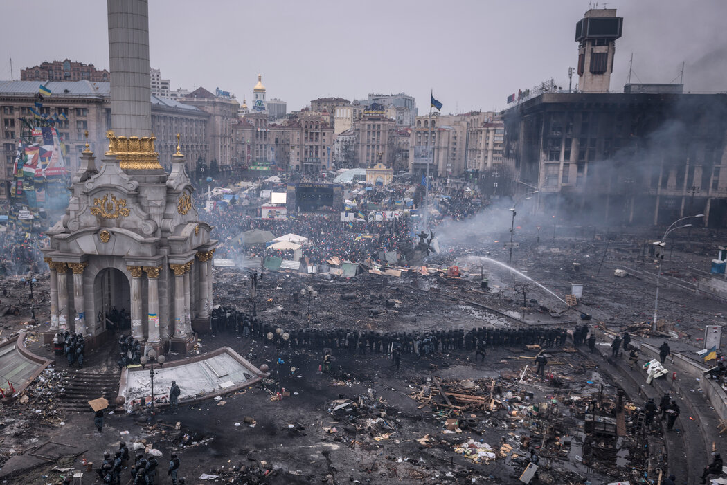 2014年2月，乌克兰首都基辅的独立广场，当时民众抗议推翻了亲俄的总统。