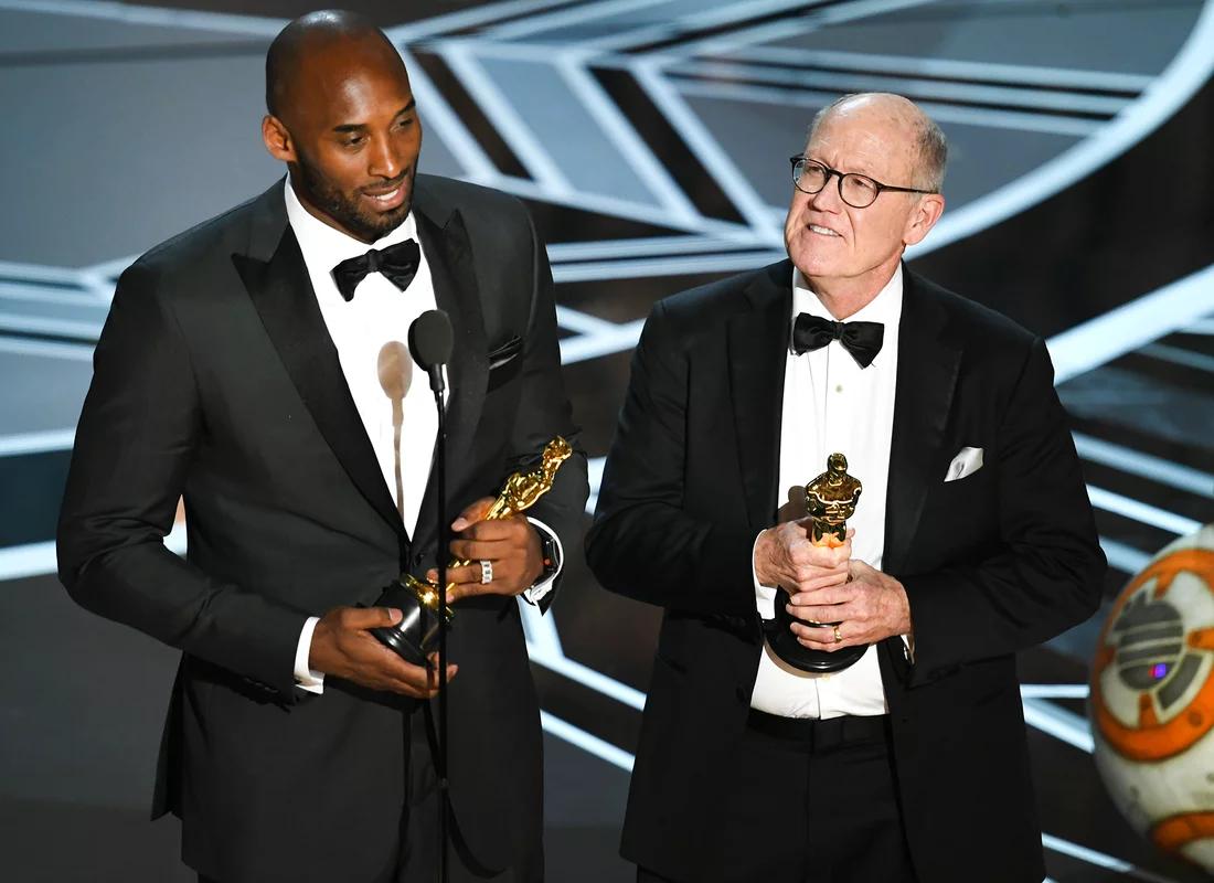 OSCAR WINNER. Filmmakers Kobe Bryant (left) and Glen Keane accept Best Animated Short Film for 'Dear Basketball' onstage during the 90th Annual Academy Awards at the Dolby Theatre at Hollywood & Highland Center on March 4, 2018 in Hollywood, California.