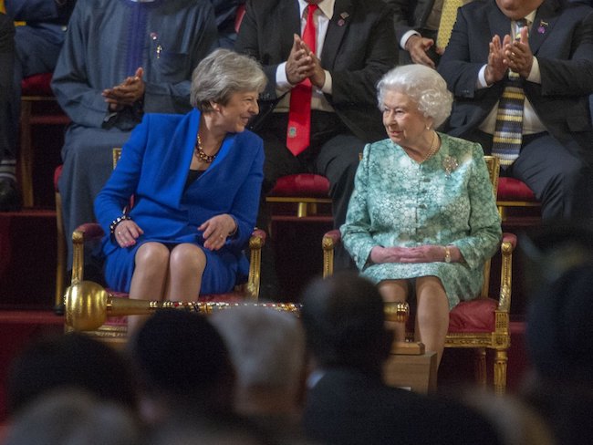 Prime Minister Theresa May and The Queen at the opening of the Commonwealth Heads of Government Meeting.