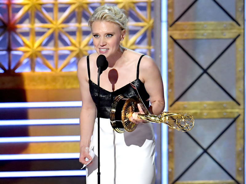 Kate McKinnon won the Emmy for best supporting actress in a comedy series for her role on Saturday Night Live, where she often played presidential candidate Hillary Clinton.