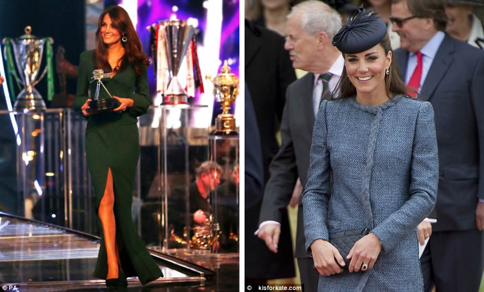 The Duchess of Cambridge walks out to present Lord Sebastian Coe with the Lifetime Achievement Award during the BBC Sports Personality of the Year Awards 2012