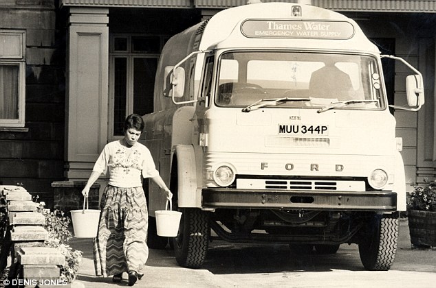 Long, hot summer: A resident in St John's Wood, London, carries water from a Thames Water Emergency Water Supply tanker in 1976