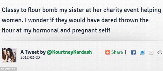 Disgusted: Kim's oldest sister Kourtney was left disgusted over the incident
